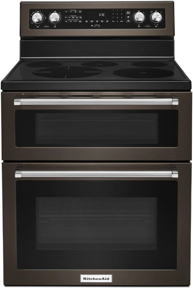 KitchenAid® 30" PrintShield™ Black Stainless Steel Freestanding Electric Range-0