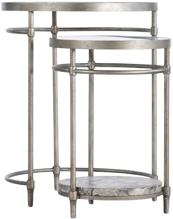 Hooker® Furniture 5889-80 2-Piece Glass Top Nesting Table Set with Champagne Base-0