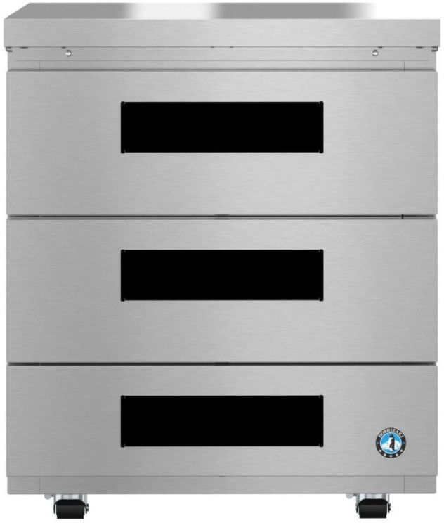 Hoshizaki Steelheart® 27" 6.21 Cu. Ft. Stainless Steel Single Section Undercounter Low Profile Refrigerator with 3-Stainless Drawers-0