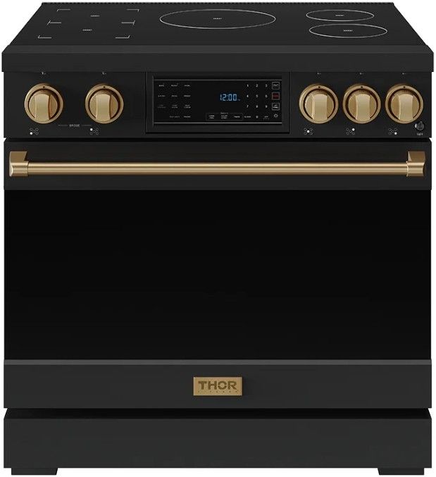 Thor Kitchen® Gordon Ramsay Collection 36" Black Pro Style Induction Range with Tilt Panel Touch Control and Bronze Trim-0