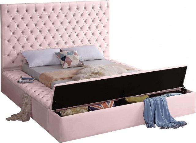 Meridian Furniture Bliss Pink Velvet Full Bed-2