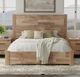International Furniture Direct Natural Parota Two-Tone Eastern King Panel Bed-0