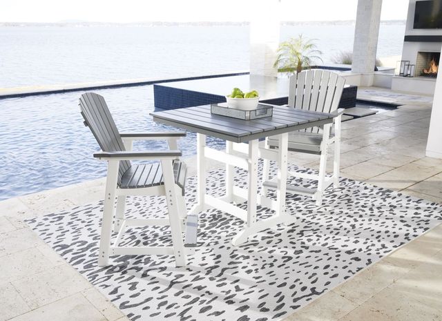 Signature Design by Ashley® Transville Gray Outdoor 42" Counter Height Dining Table with White Base-3