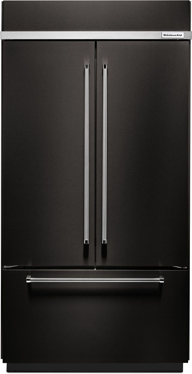 KitchenAid® 42 in. 24.2 Cu. Ft. PrintShield™ Black Stainless Steel Built In Counter Depth French Door Refrigerator-0
