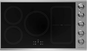 Top view of the BlueStar® 36" Black Glass with Stainless Steel Frame Induction Cooktop