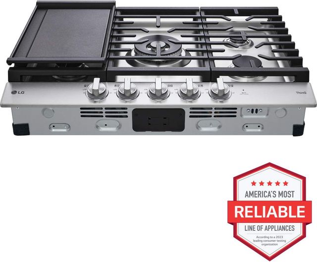 LG 30" Stainless Steel Gas Cooktop with UltraHeat™ Dual Burner and LED Knobs-1