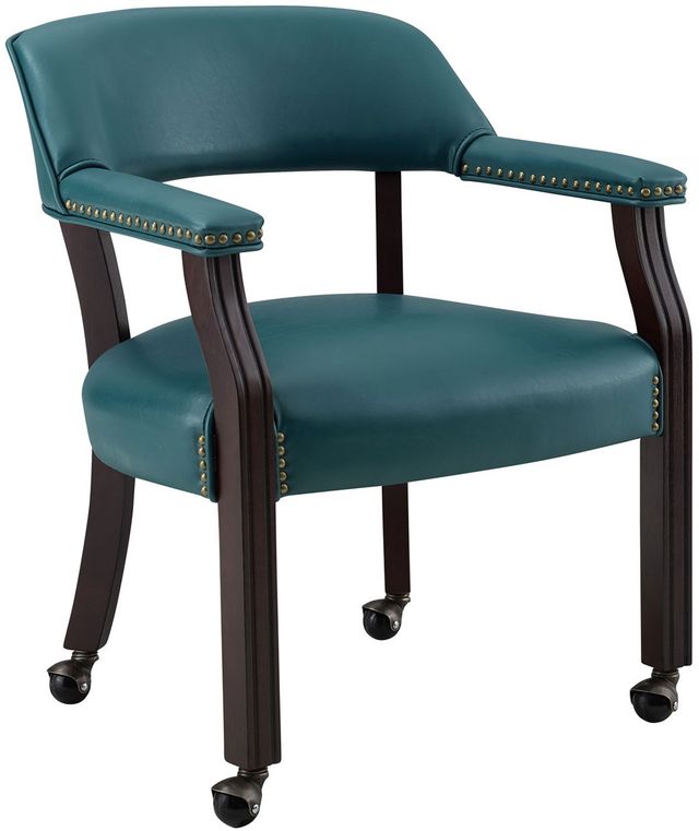 Steve Silver Co. Tournament Cherry/Teal Upholstered Dining Arm Chair-0