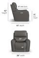 Flexsteel® Carter Smoke Power Recliner with Power Headrest and Lumbar-2