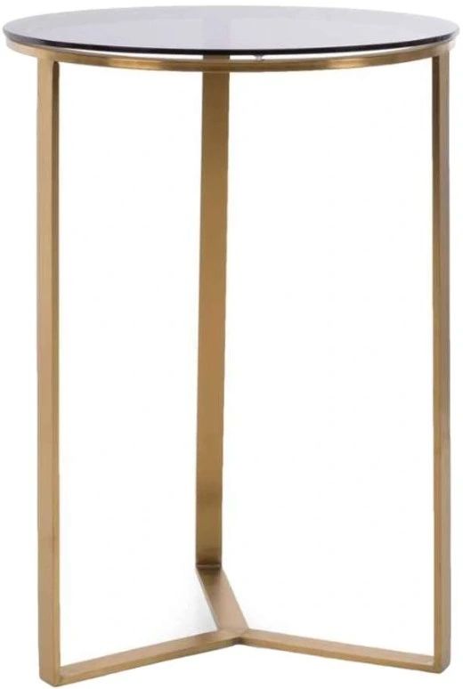 Decor-Rest® Furniture LTD Nicolo Smoked Glass Top Side Table with Brass Base-0