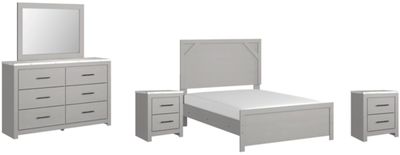 front view of the Signature Design by Ashley® Cottenburg 5-Piece Light Gray/White Full Youth Panel Bed Set