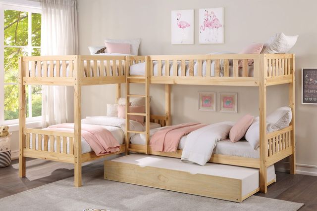 Homelegance® Bartly Natural Pine Youth Twin Corner Bunk Bed with Twin Trundle-1