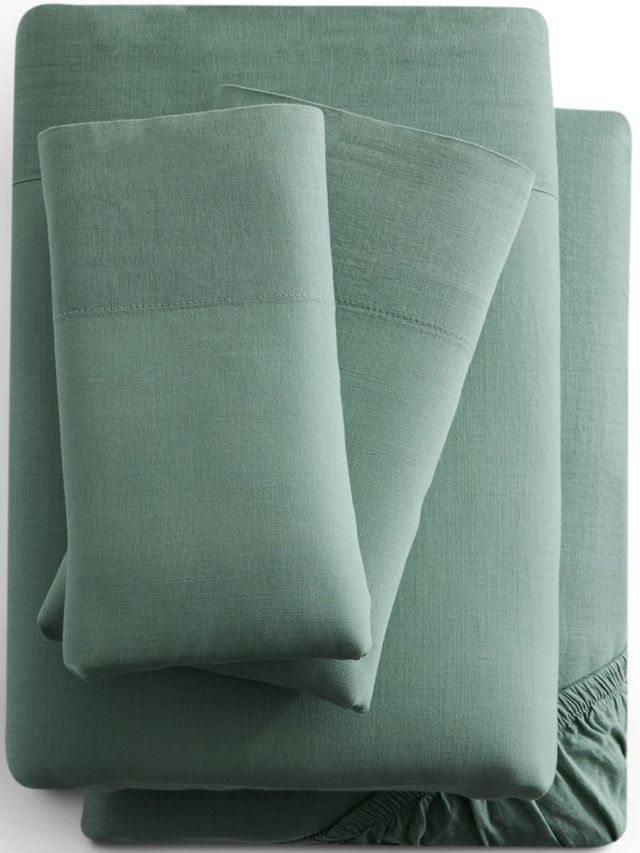 Malouf® Linen-Weave Cotton Sage Queen Sheet Set-0