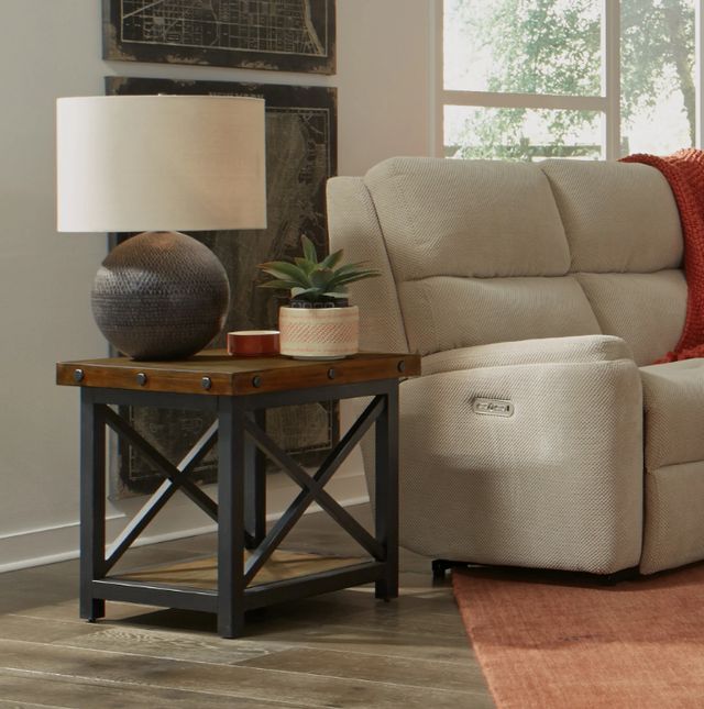 Flexsteel® Carpenter Dark Brown End Table with Black Frame-3