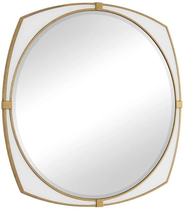 Uttermost® Estella Antique Gold/White Round Mirror-3
