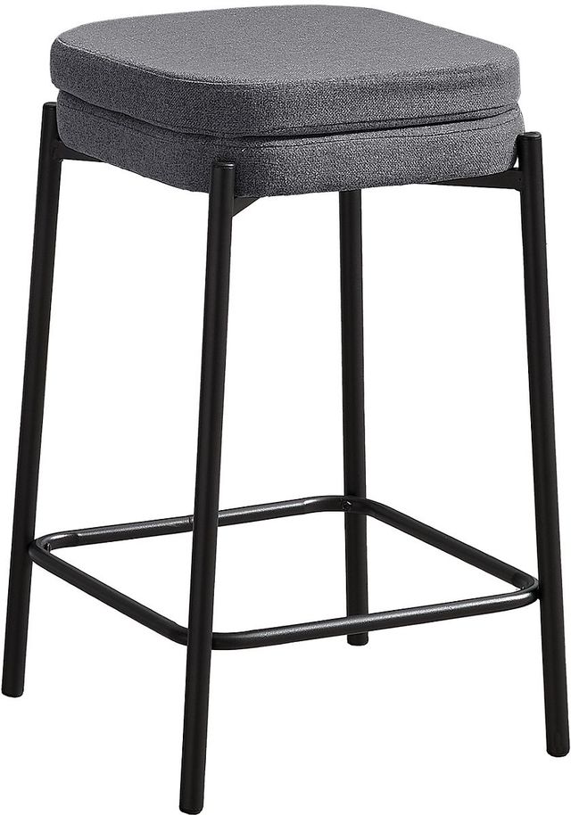 Monarch Specialties Inc. 2-Piece Black/Grey 26" Upholstered Counter Height Stools Set-0