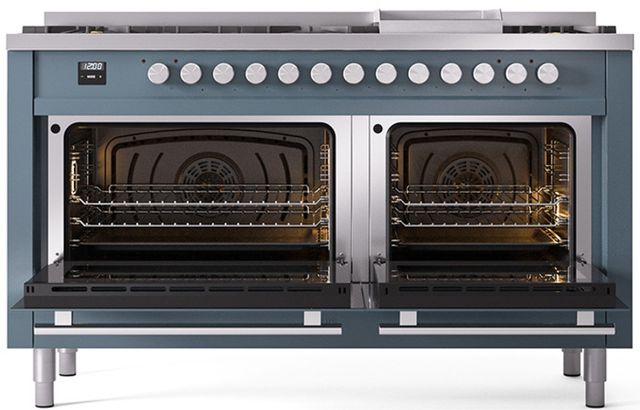 Ilve® Professional Plus II 60" Blue Grey Pro Style Dual Fuel Range-1