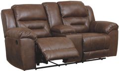 Signature Design by Ashley® Stoneland Chocolate Manual Reclining Loveseat with Console