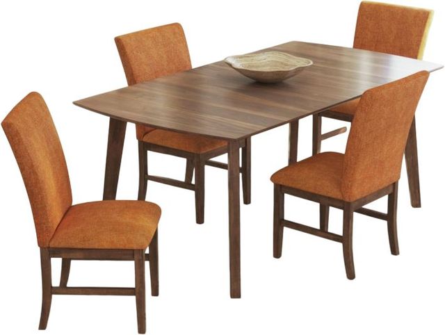 Elements International Santa Barbara 5-Piece Orange/Walnut Rectangular Dining Set-0
