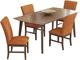 Elements International Santa Barbara 5-Piece Orange/Walnut Rectangular Dining Set-0