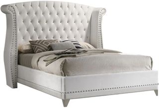 Coaster® Barzini White Wingback Tufted Queen Bed 