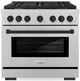 ZLINE Autograph Edition 36" Satin Stainless Steel Pro Style Gas Range with 6 Burner Cooktop and Matte Black Accents-0