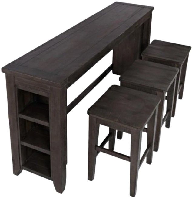 Jofran Inc. Madison County 4-Piece Barnwood Sofa Console and Stool Set-1
