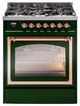 Ilve® Nostalgie II Noblesse 30" Emerald Green Pro Style Dual Fuel Range with Copper Trim-0