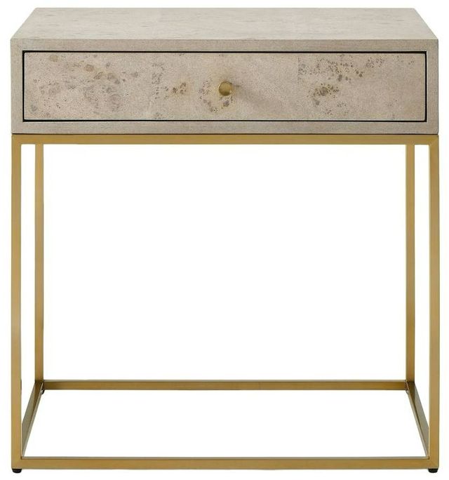 Uttermost® Pembrook Light Washed Side Table with Brushed Brass Base-3