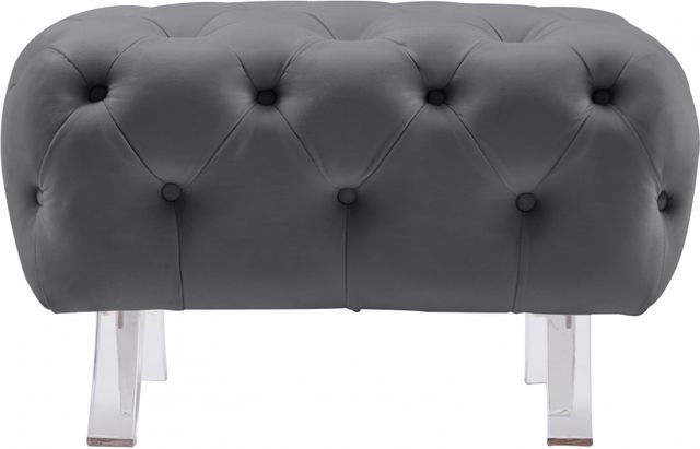 Meridian Furniture Crescent Grey Velvet Ottoman-1