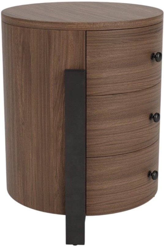 Riverside Furniture Nova Asbury Walnut Chairside Table with Dark Bronze Base-3