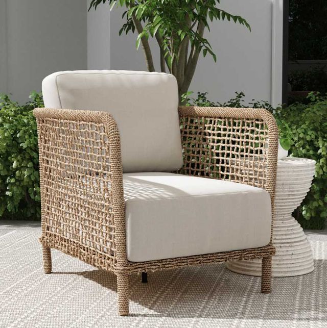 Classic Home Brisbane Natural/White Rope Outdoor Accent Chair with Cushions-1