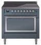 Ilve® Nostalgie II Noblesse 36'' Blue Gray Pro Style Induction Range with Chrome Trim-0