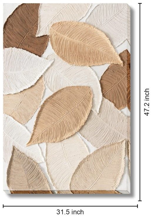 Classy Living Organic Neutral Harmony Textured Leaf Wall Art-2