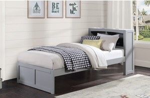 Mazin Furniture Orion Gray Twin Youth Bookcase Bed-2