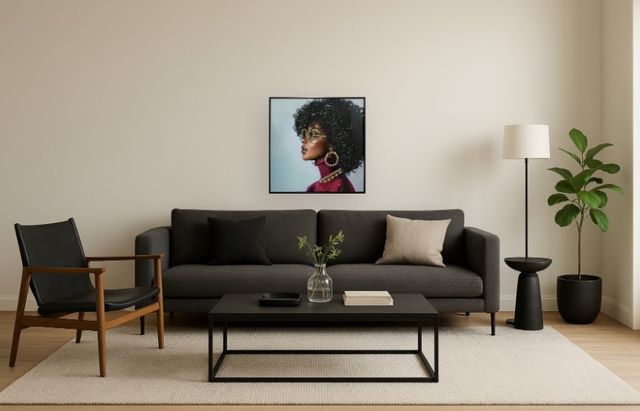 Classy Living Captivating Afro in Red Wall Art-1