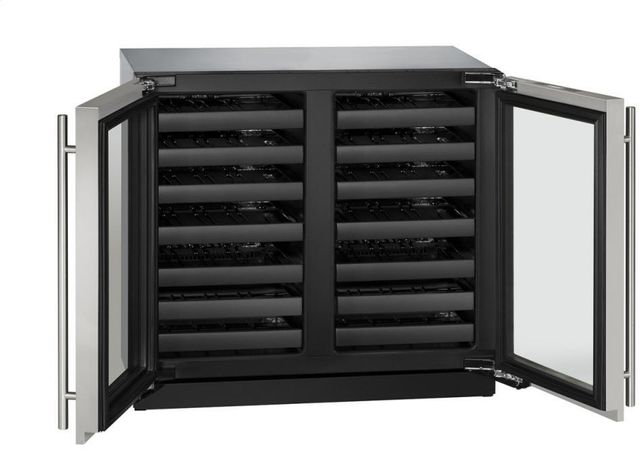 U-Line 3000 Series 36" 7 Cu. Ft. Stainless Steel Wine Cooler with Double Glass Doors-2