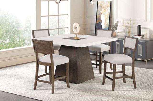 Furniture of America® Grasten 2-Piece Dark Walnut/Light Gray Counter Stool Set-1