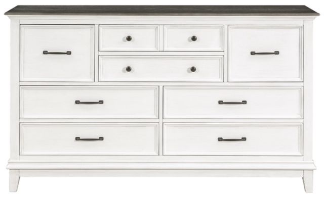 Mazin Furniture Chesterton Antique White/Dark Brown Dresser-1