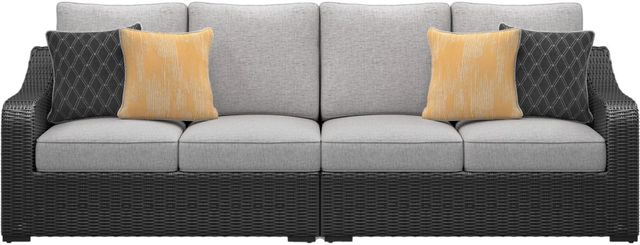 Signature Design by Ashley® Beachcroft 3-Piece Black/Light Gray Fabric/Resin Wicker Outdoor Sectional-3