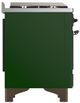 Ilve® Majestic III 36" Emerald Green Pro Style Dual Fuel Natural Gas Range with 6 Black Brass Burners and Burnished Trim-4