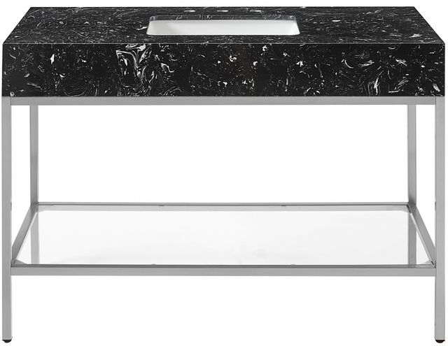 Meridian Furniture Marmo Black/Brushed Chrome 48" Bathroom Vanity-2