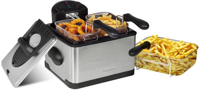 Kenmore® 4L (17 Cup) 1700W Stainless Steel Triple Basket Oil Fryer -1