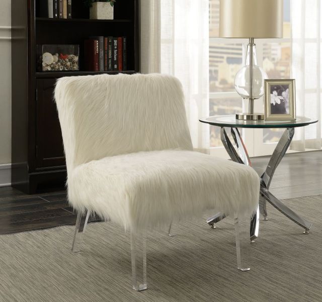 Coaster® White Faux Sheepskin Upholstered Accent Chair-2