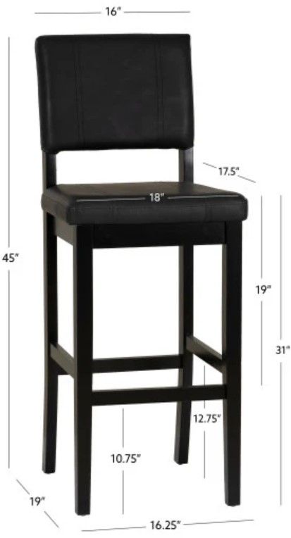 Linon Milano Black Bar Stool-2