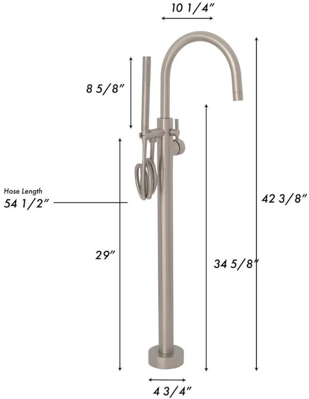 ZLINE Autograph Edition Emerald Bay Brushed Nickel Bath Tub Filler with Hand Shower-4