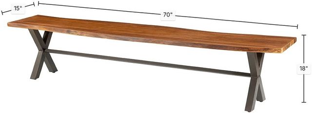 LH Home Live Edge Restore Brown/Gunmetal Grey 70" Bench-2