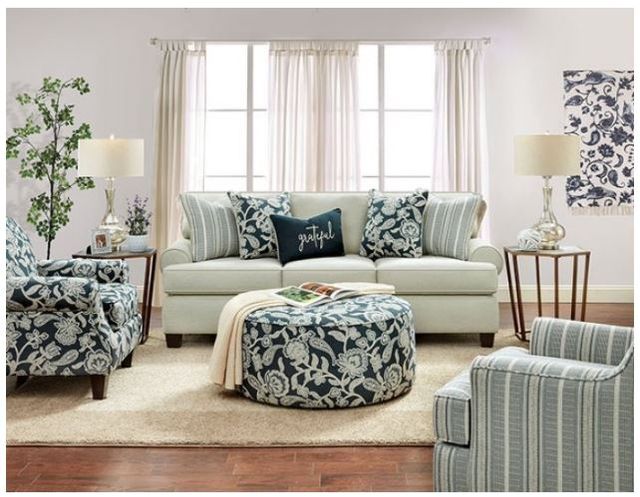 Furniture of America® Porthcawl Floral Multi Ottoman-1