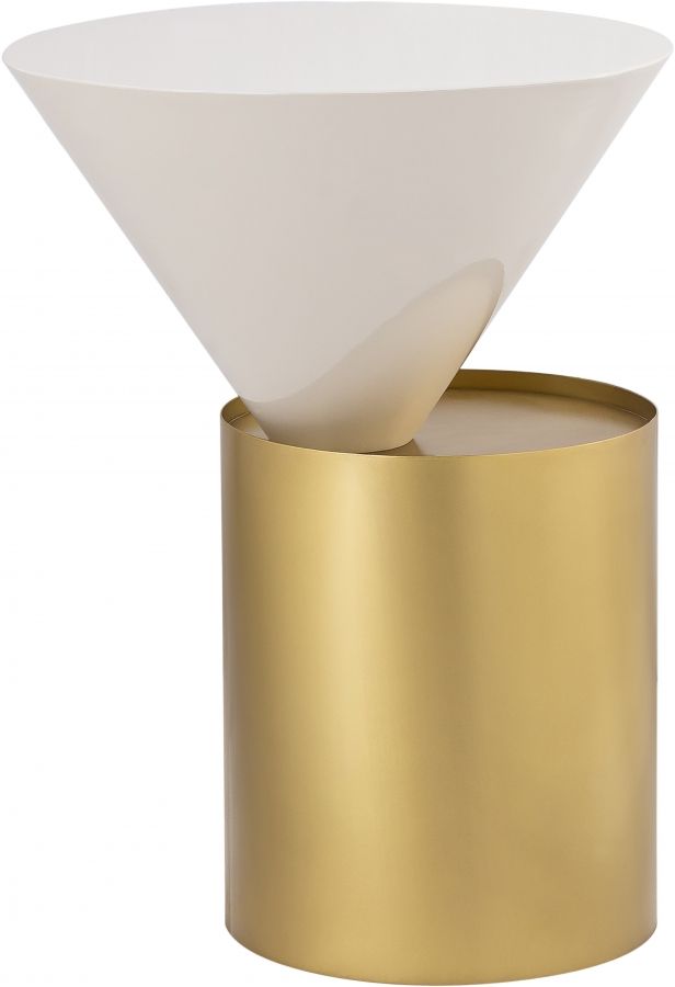 Meridian Furniture Damon White/Brass End Table-0