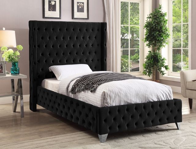 Meridian Furniture Savan Black Twin Upholstered Panel Bed-3