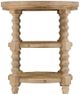 A & B Home Hilton Head  Three Tiered Toffee Wooden Side Table with Rattan Shelves-1